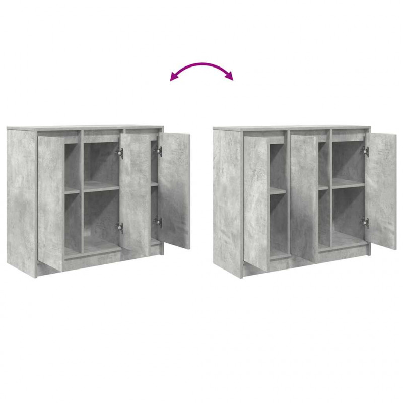Komoda Betonowa Szara 85x34x76 cm Drewno klejone