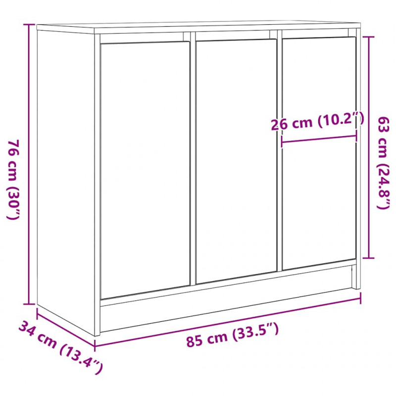 Komoda Betonowa Szara 85x34x76 cm Drewno klejone