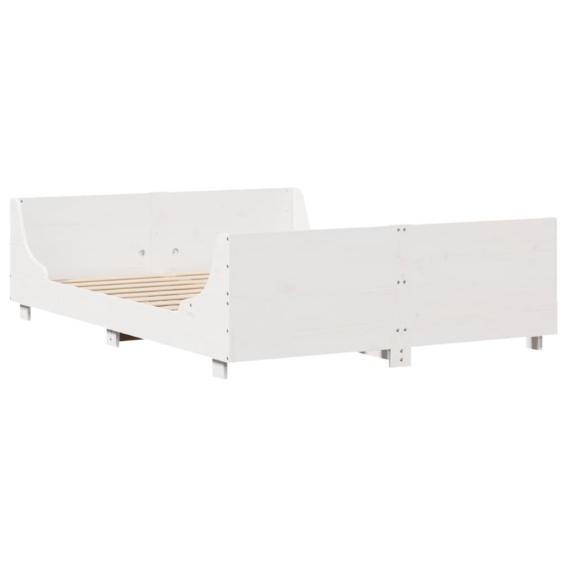 Rama łóżka bez materaca, biała, 150x200 cm, lite drewno sosnowe