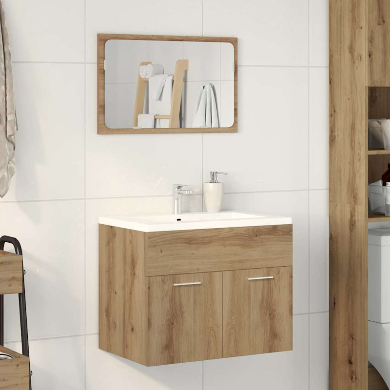 2-częściowy zestaw mebli łazienkowych, dąb artisan