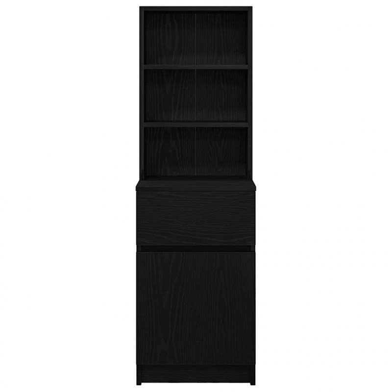 Szafka nocna Czarna 39x35x125 cm Drewno klejone