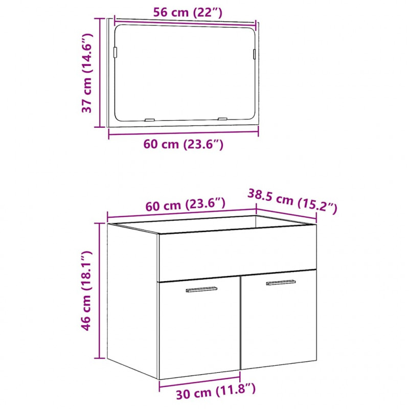 2-cz zestaw mebli łazienkowych, czarny dąb