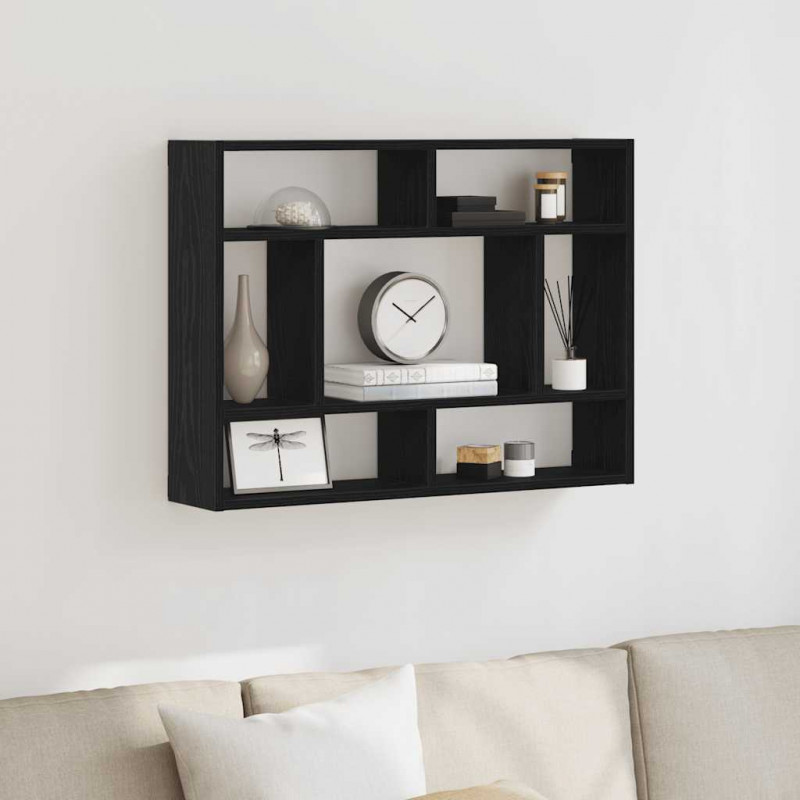 Półka ścienna czarny dąb 75x16x55 cm Drewno konstrukcyjne