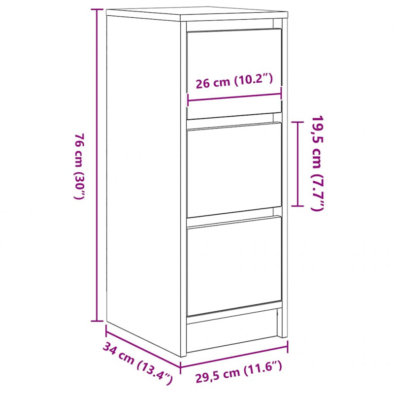 Komoda Betonowa Szara 29,5x34x76 cm Drewno klejone