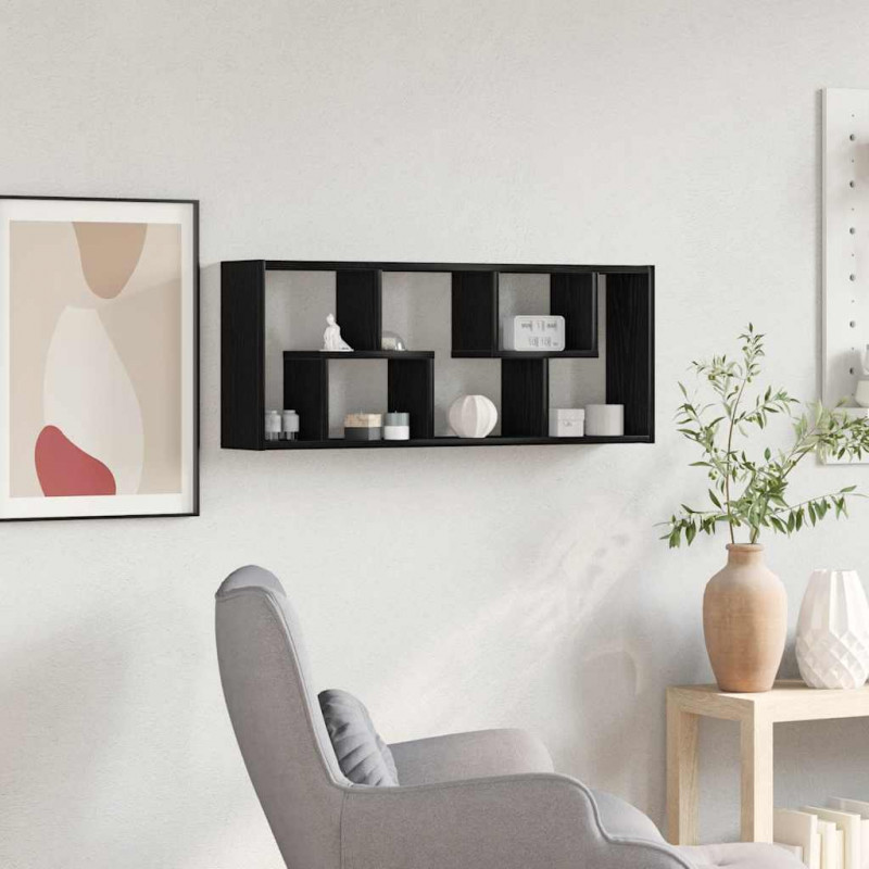 Półka ścienna czarny dąb 36x16x90 cm Drewno konstrukcyjne