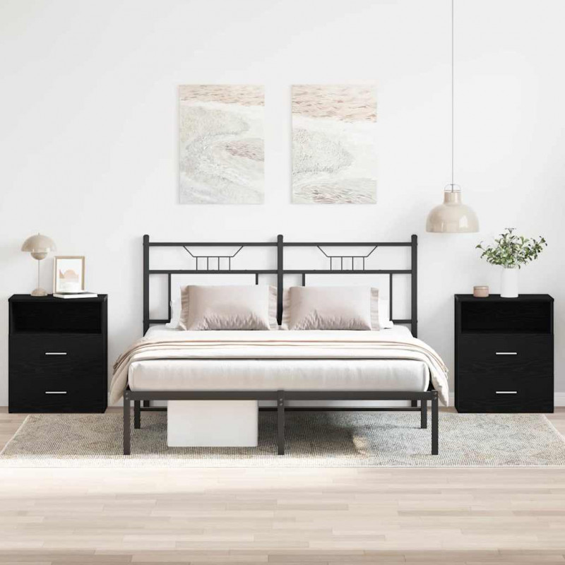 Szafka Nocna z szufladą 2 pcs Czarny Dąb 50 x 32 x 60cm