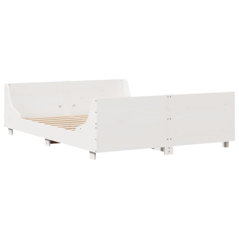Rama łóżka bez materaca, biała, 160x200 cm, lite drewno sosnowe