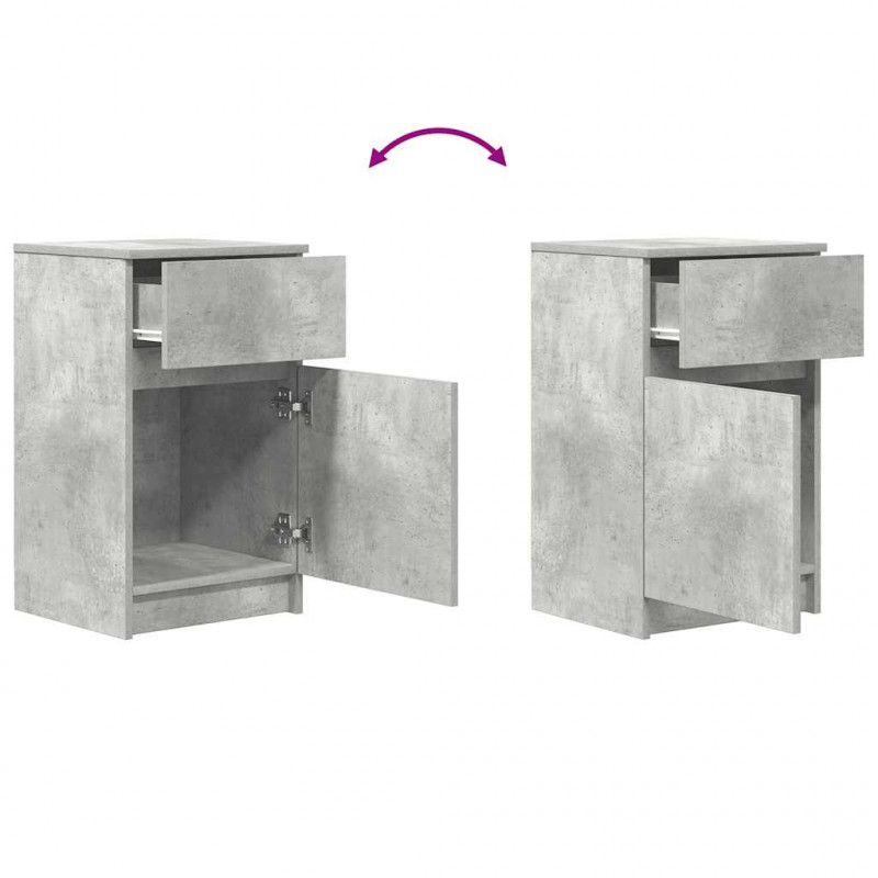 Szafka nocna Beton Szary 39x35x65 cm Drewno klejone