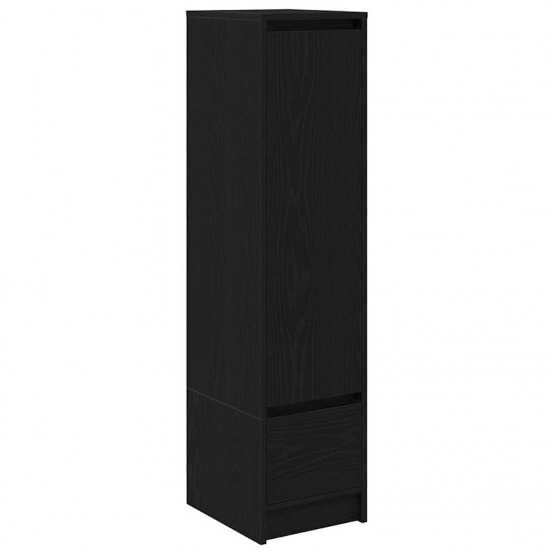 Komoda czarna dąb 29,5x34x119,5 cm Drewno klejone