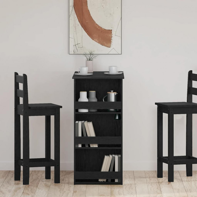 Stolik barowy z półkami, czarny dąb, 102x50x103,5 cm