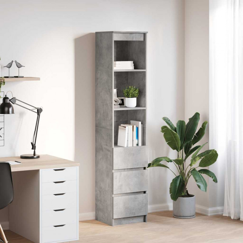 Komoda betonowa szara 37,5x35x180 cm Drewno klejone