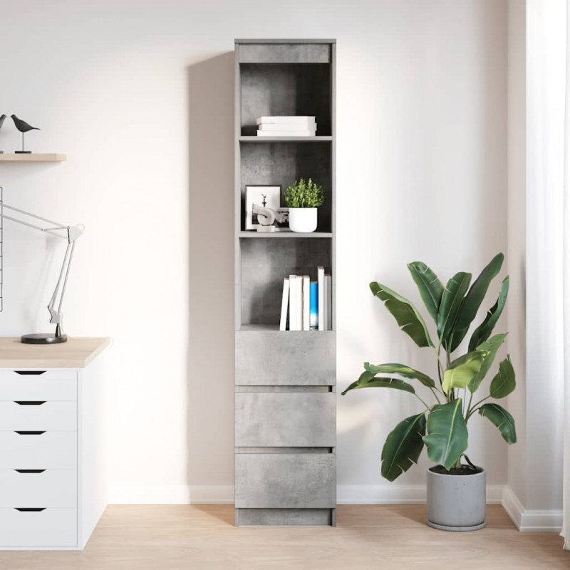 Komoda betonowa szara 37,5x35x180 cm Drewno klejone