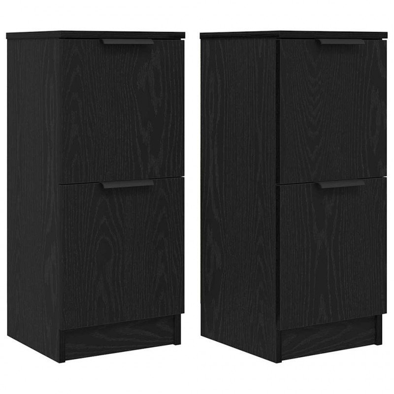 Bufet 2 pcs Czarny Dąb 30 x 30 x 70 cm Materiał drewnopochodny