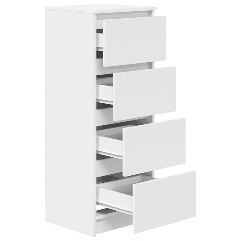 Komoda Biała 37,5x35x99 cm Drewno klejone