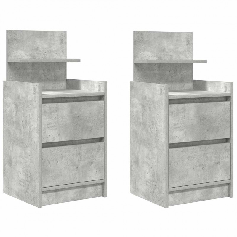 Szafki nocne z 2 szufladami 2 szt. Betonowy szary 38x34x80 cm