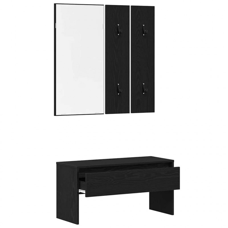 Zestaw mebli do przedpokoju z szufladą 4 pcs Czarny Dąb