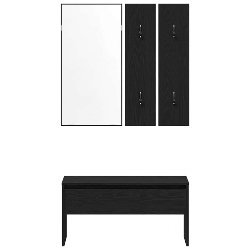 Zestaw mebli do przedpokoju z szufladą 4 pcs Czarny Dąb