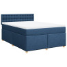 Łóżko kontynentalne z materacem, niebieskie, tkanina 140x200 cm