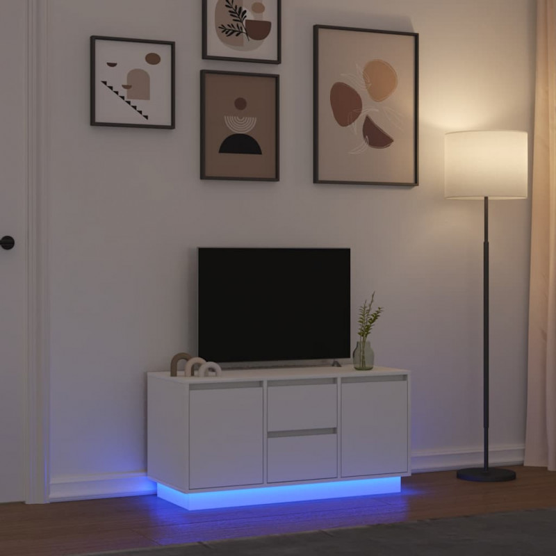 Szafka RTV z oświetleniem LED Biała 100x41x50 cm