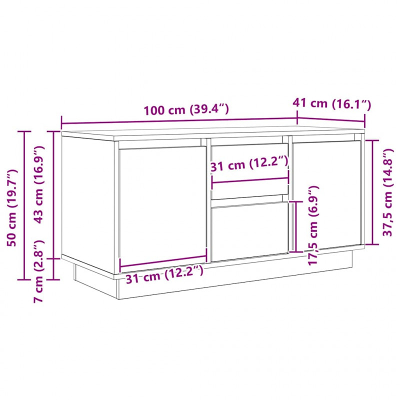 Szafka RTV z oświetleniem LED Biała 100x41x50 cm
