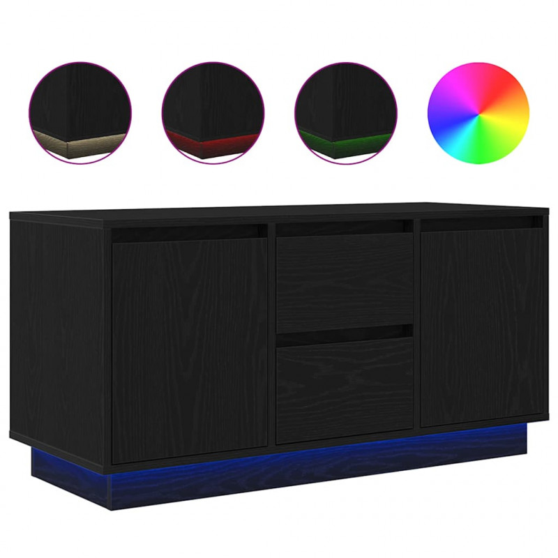 Szafka RTV z oświetleniem LED Czarny Dąb 100x41x50 cm