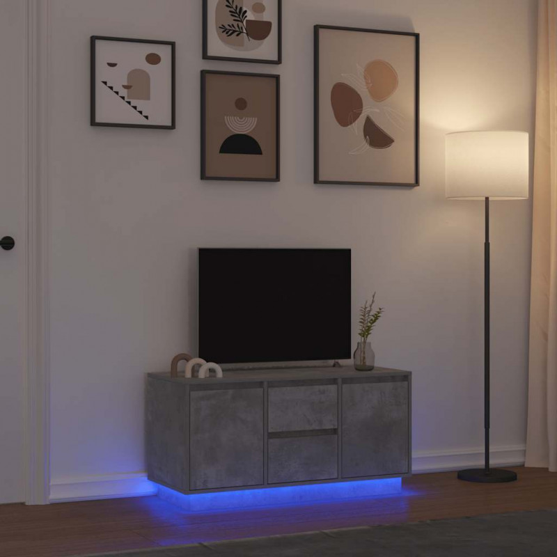 Szafka RTV z oświetleniem LED Betonowa Szara 100x41x50 cm