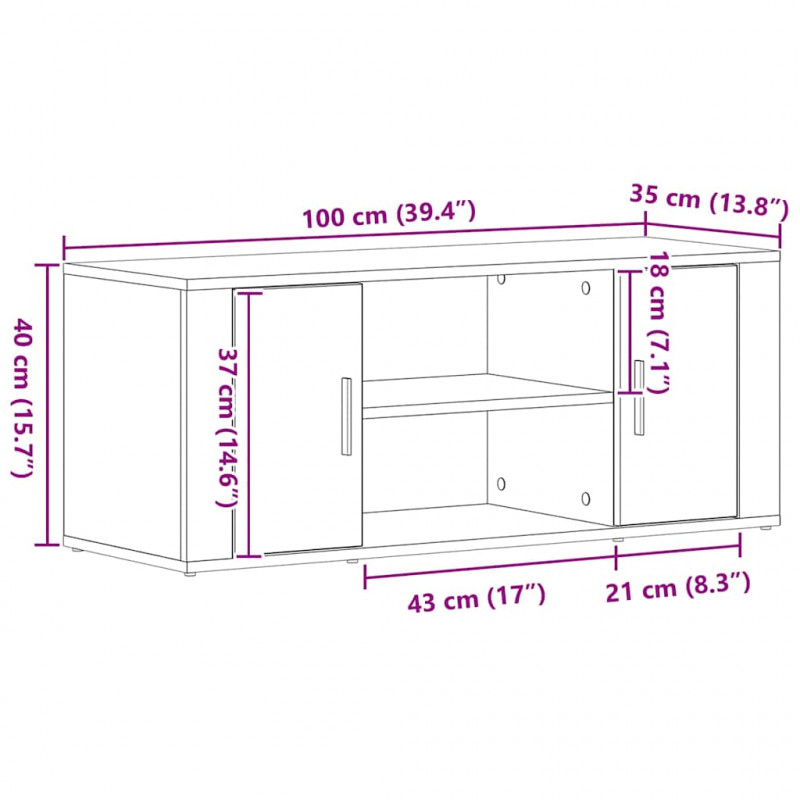 Szafka pod telewizor Czarny dąb 100 x 35 x 40 cm