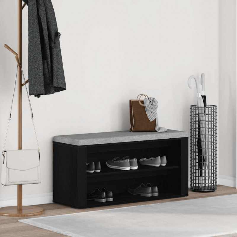 Ławka na buty Czarny dąb 100x35x45 cm Drewno klejone