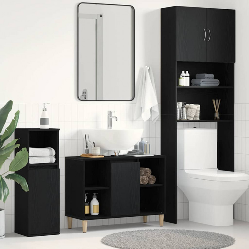 Szafka pod zlew czarny dąb 80x33x60 cm Drewno klejone