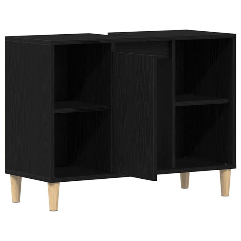 Szafka pod zlew czarny dąb 80x33x60 cm Drewno klejone