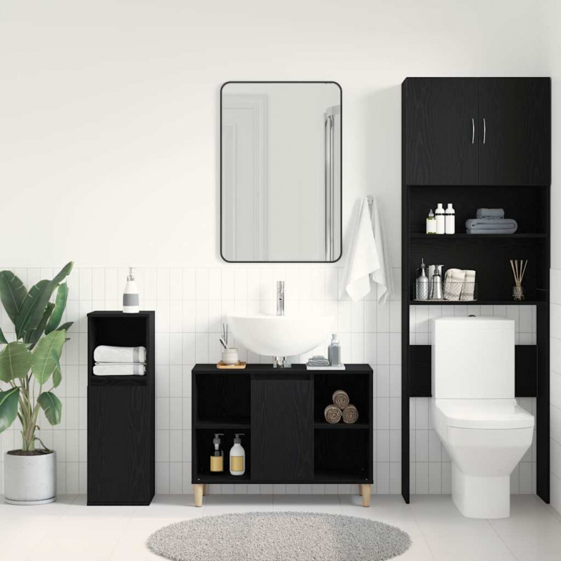 Szafka pod zlew czarny dąb 80x33x60 cm Drewno klejone