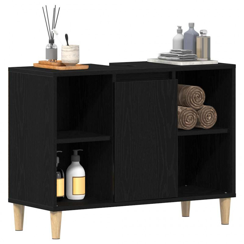 Szafka pod zlew czarny dąb 80x33x60 cm Drewno klejone