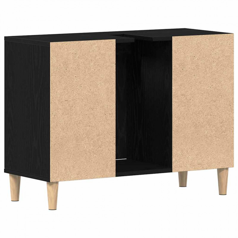 Szafka pod zlew czarny dąb 80x33x60 cm Drewno klejone