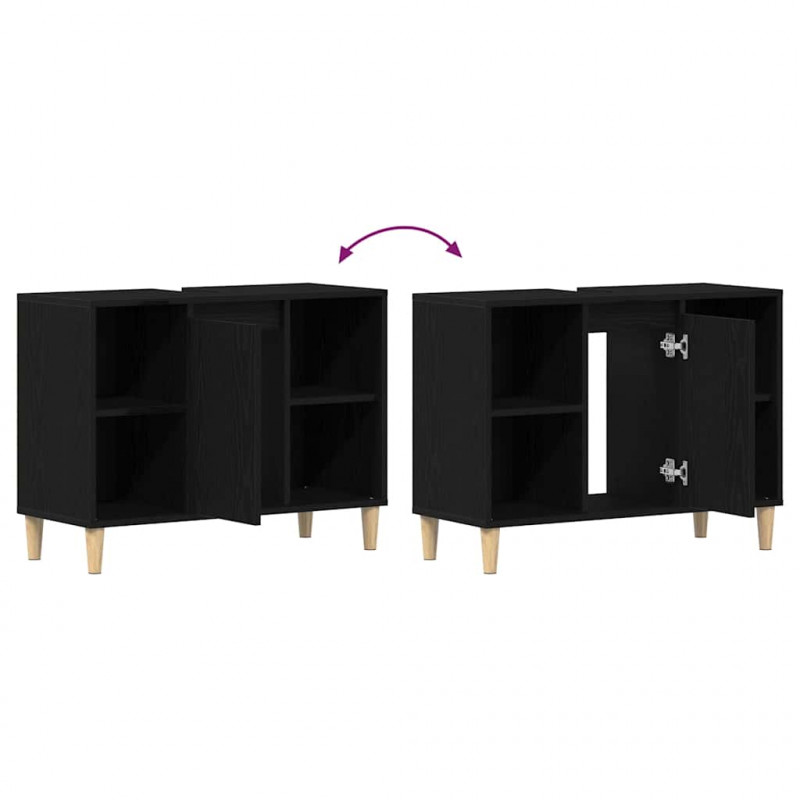 Szafka pod zlew czarny dąb 80x33x60 cm Drewno klejone