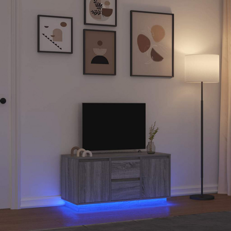Szafka RTV z oświetleniem LED Szara Sonoma 100x41x50 cm