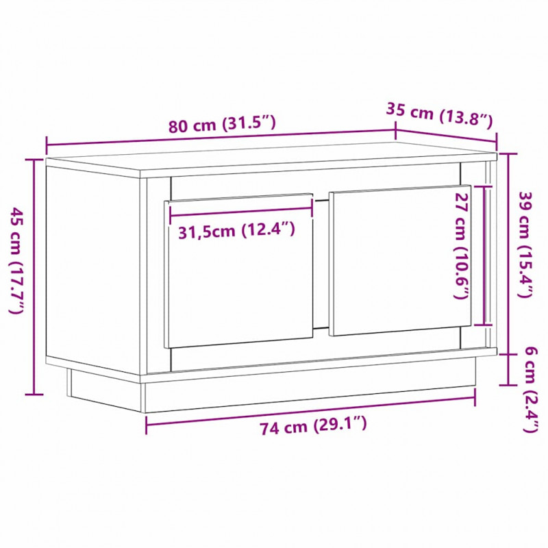 Szafka pod telewizor Stare drewno 80 x 35 x 45 cm