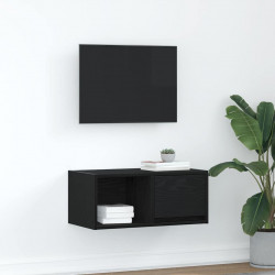 Szafka RTV Czarny Dąb 60x31x25,5 cm Drewno klejone