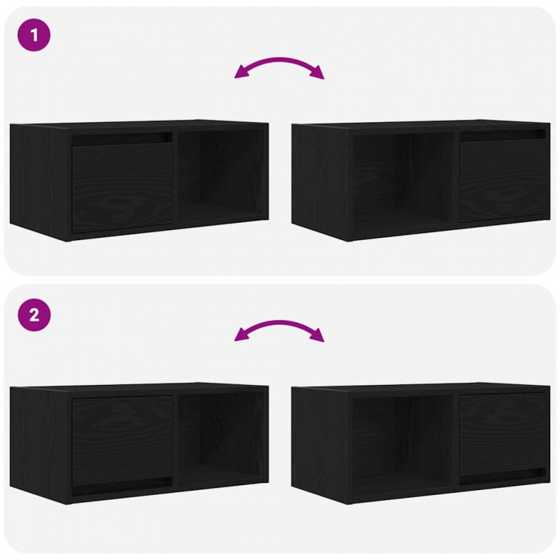 Szafka RTV Czarny Dąb 60x31x25,5 cm Drewno klejone
