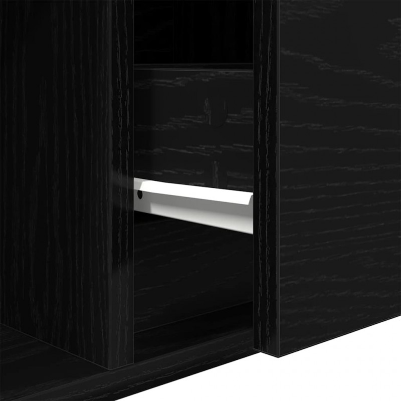Szafka RTV Czarny Dąb 60x31x25,5 cm Drewno klejone