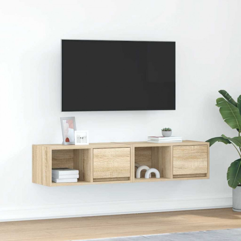 Szafki RTV 2 szt. Dąb Sonoma 60x31x25,5 cm Drewno klejone