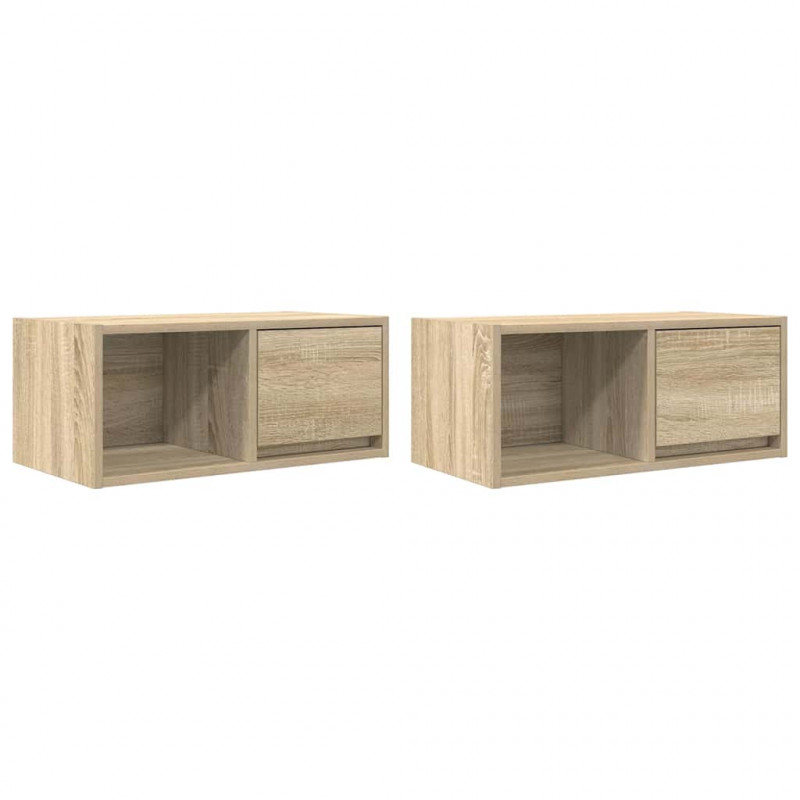 Szafki RTV 2 szt. Dąb Sonoma 60x31x25,5 cm Drewno klejone