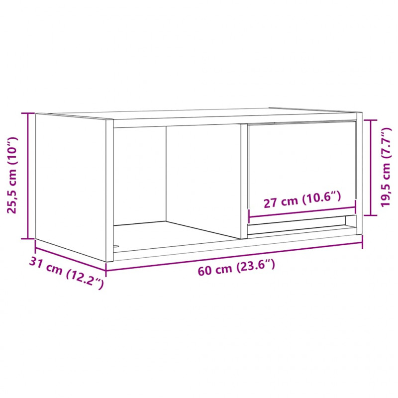 Szafki RTV 2 szt. Dąb Sonoma 60x31x25,5 cm Drewno klejone