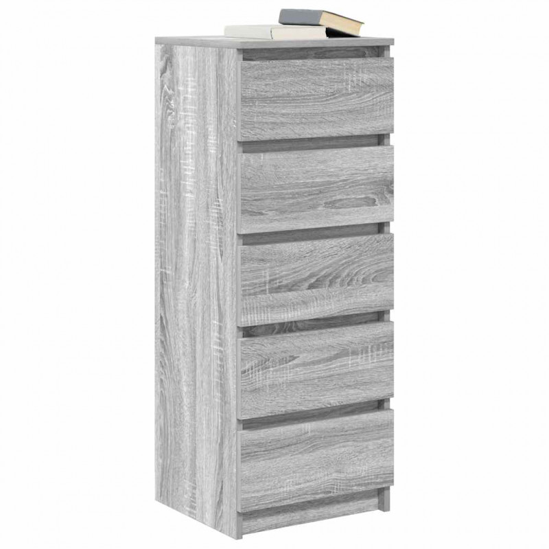 Komoda z szufladami Szara Sonoma 37,5x35x99 cm Drewno klejone