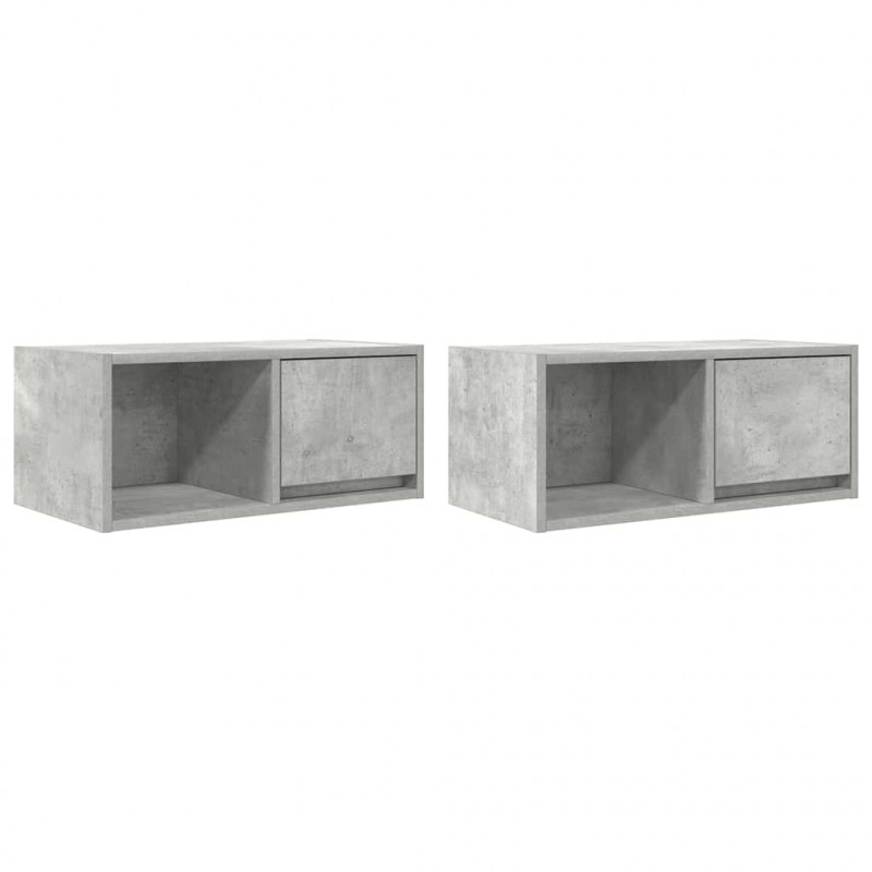 Szafki RTV 2 szt. Beton Szary 60x31x25,5 cm Drewno klejone