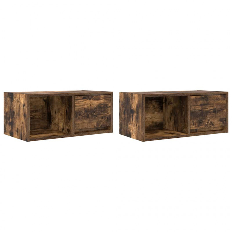 Szafki RTV 2 szt. Dąb wędzony 60x31x25,5 cm Drewno klejone