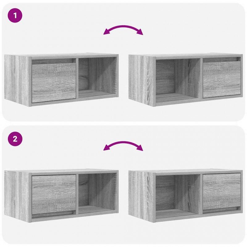 Szafka RTV Szara Sonoma 60x31x25,5 cm Drewno klejone