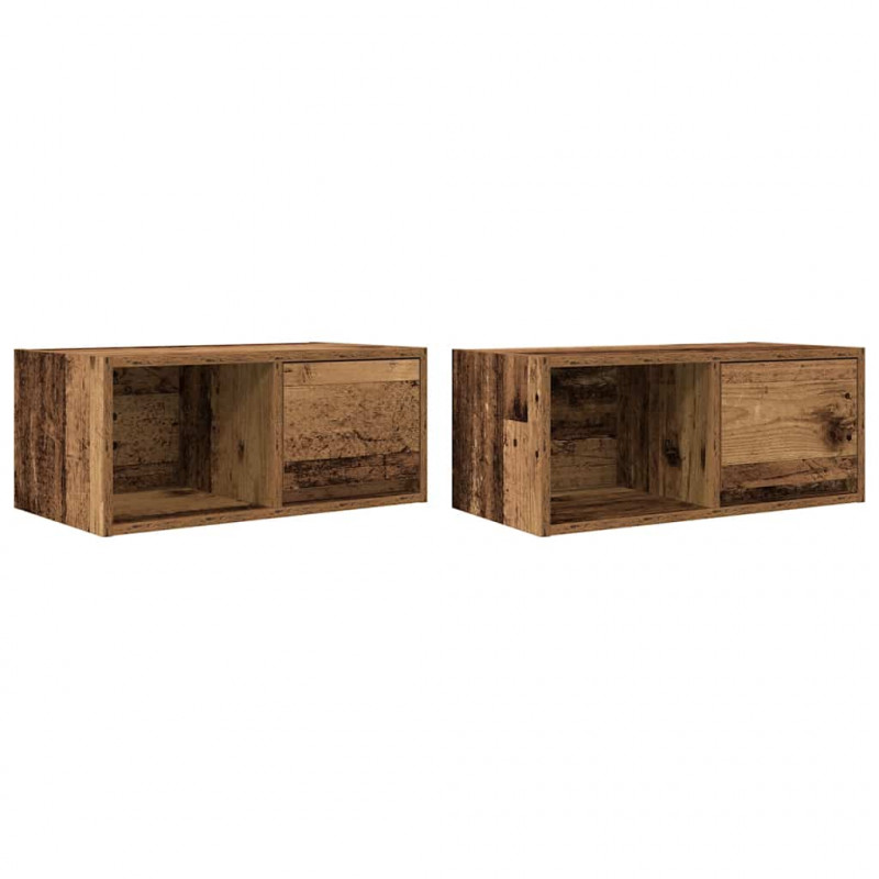 Szafki RTV 2 szt. Stare drewno 60x31x25,5 cm Drewno klejone