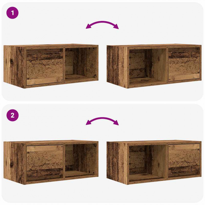 Szafki RTV 2 szt. Stare drewno 60x31x25,5 cm Drewno klejone
