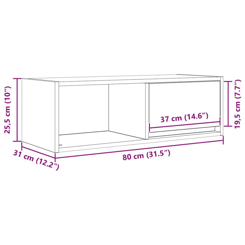 Szafka RTV Biała 80x31x25,5 cm Drewno klejone
