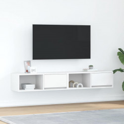 Szafki pod TV 2 szt. Białe 80x31x25,5 cm Drewno klejone